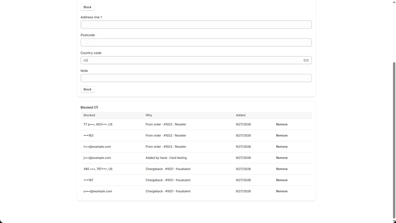 Stoplist screenshot