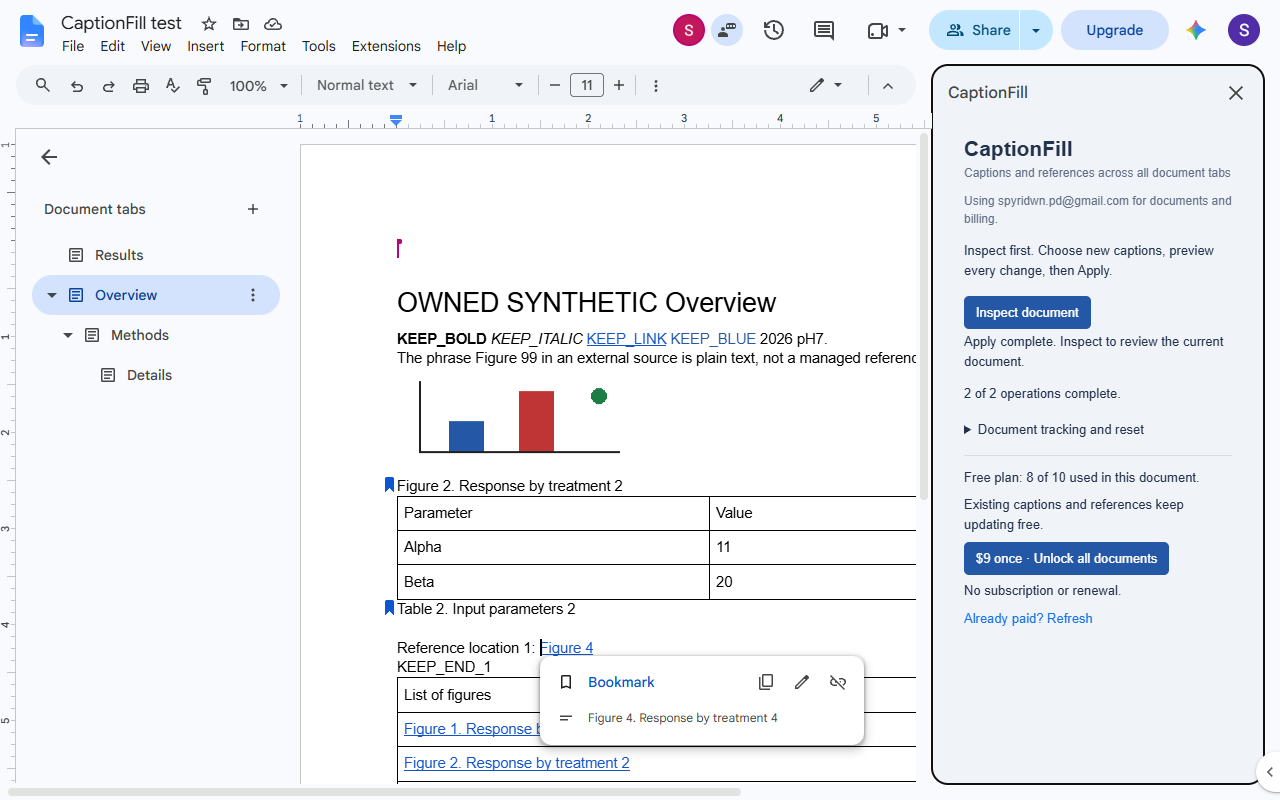 CaptionFill: Captions & Cross-References screenshot