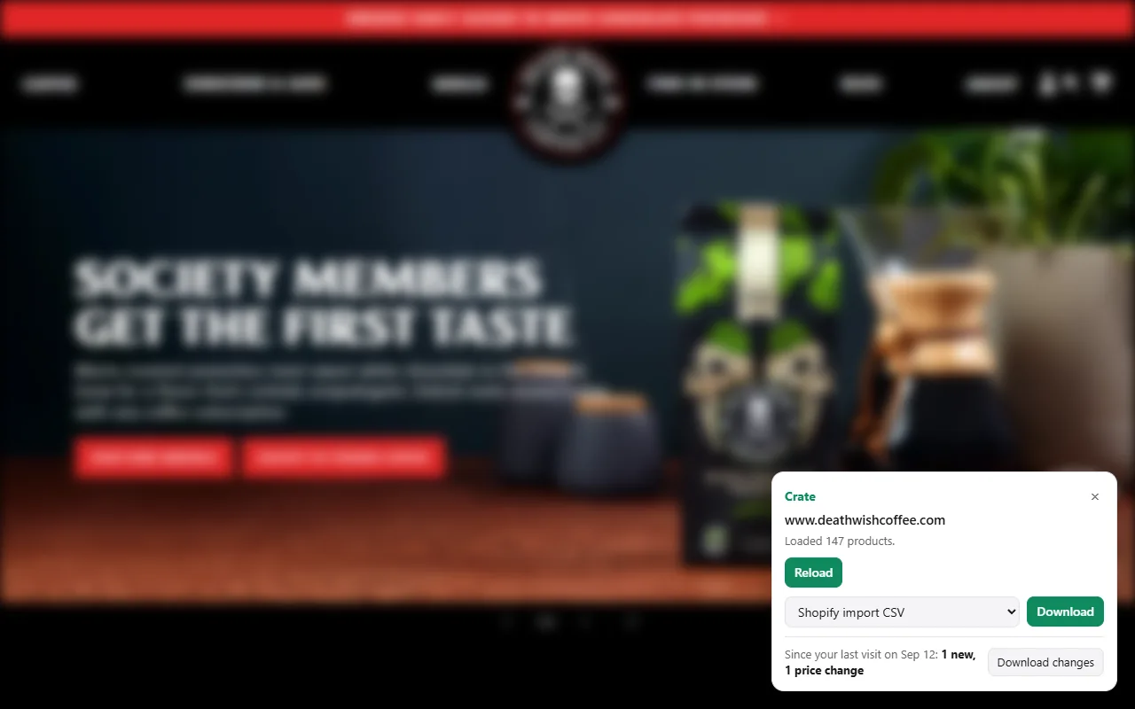 Crate: Shopify Scraper, Product Exporter & Price Tracker screenshot