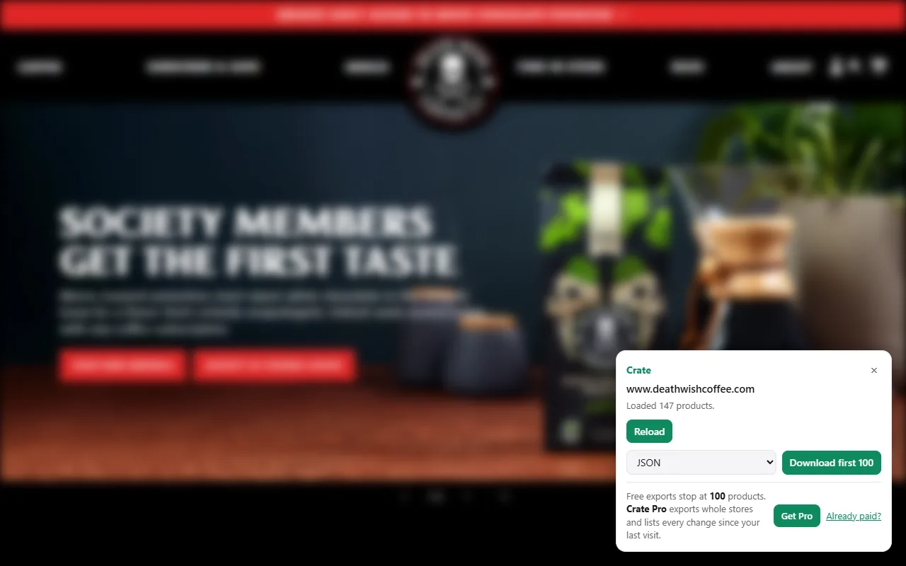 Crate: Shopify Scraper, Product Exporter & Price Tracker screenshot