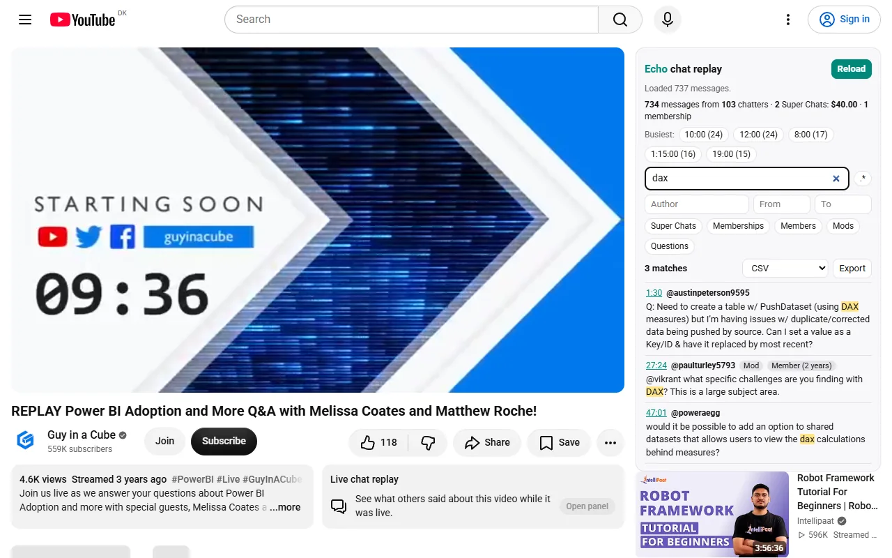 Echo: YouTube Live Chat Replay Downloader, Search & Export screenshot