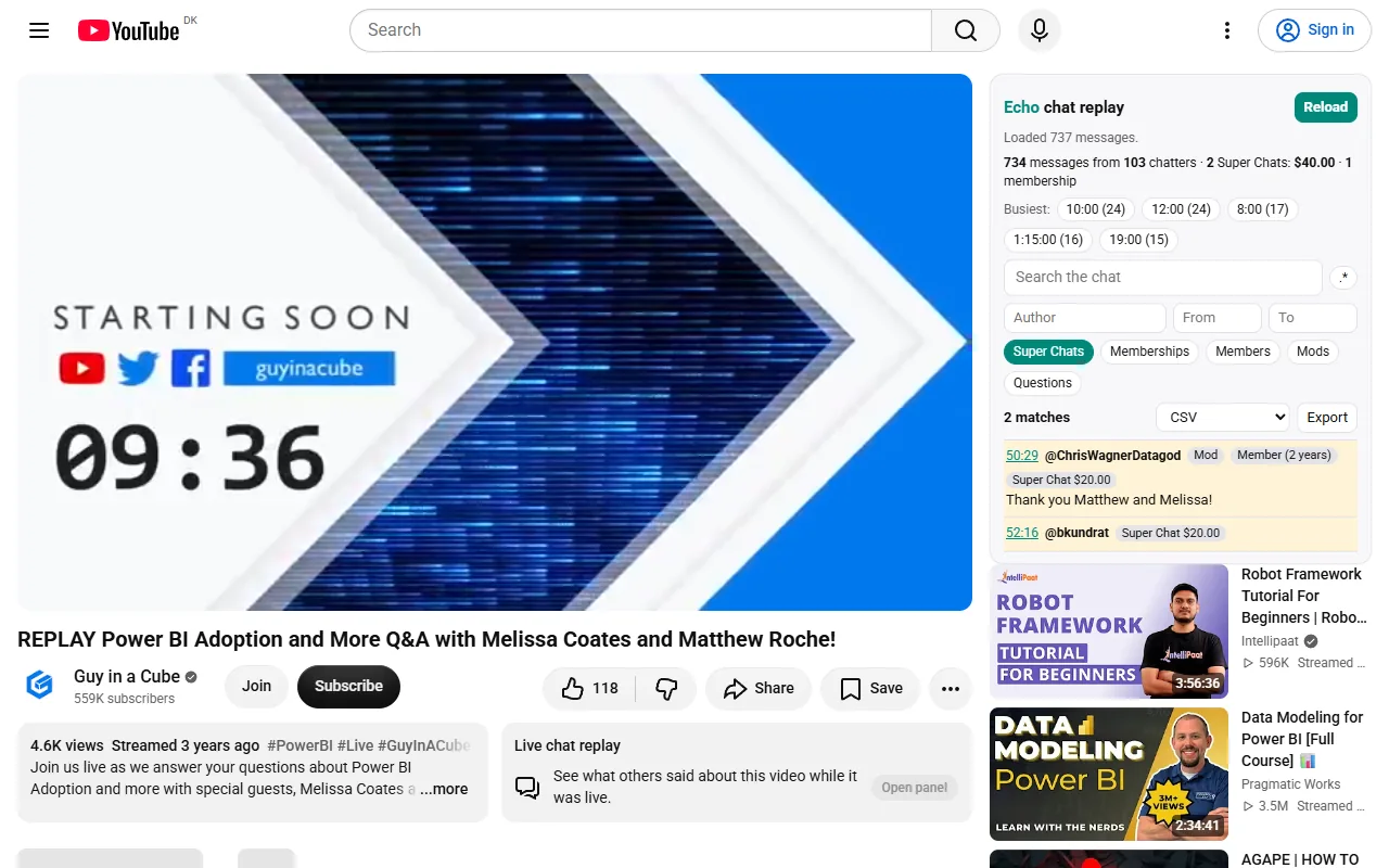 Echo: YouTube Live Chat Replay Downloader, Search & Export screenshot