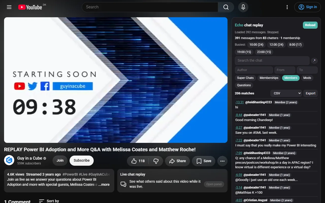 Echo: YouTube Live Chat Replay Downloader, Search & Export screenshot