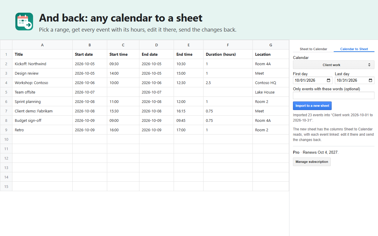 EventFill: Create & Import Calendar Events screenshot