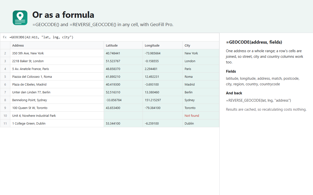 GeoFill: Geocode Address to Lat Long Coordinates screenshot