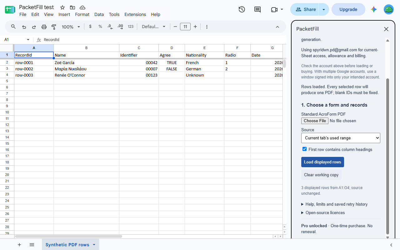 PacketFill: Fill PDF Forms for Google Sheets™ screenshot