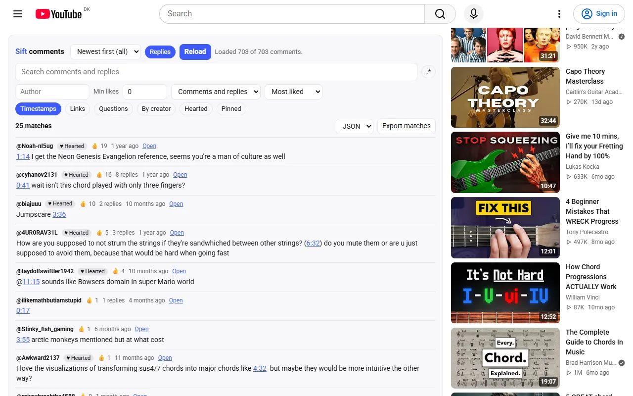 Sift: YouTube Comment Search, Finder & Exporter screenshot