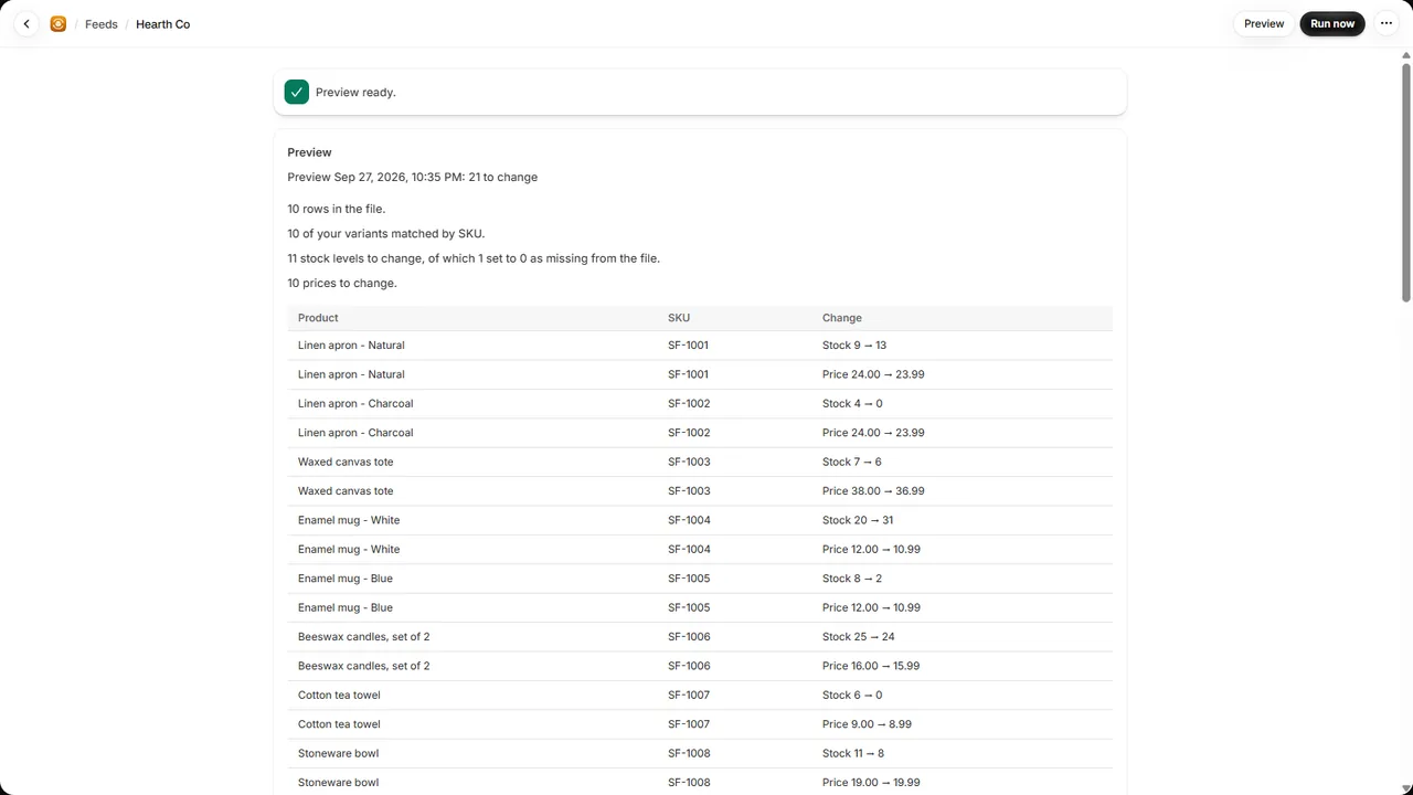 Stockfeed screenshot